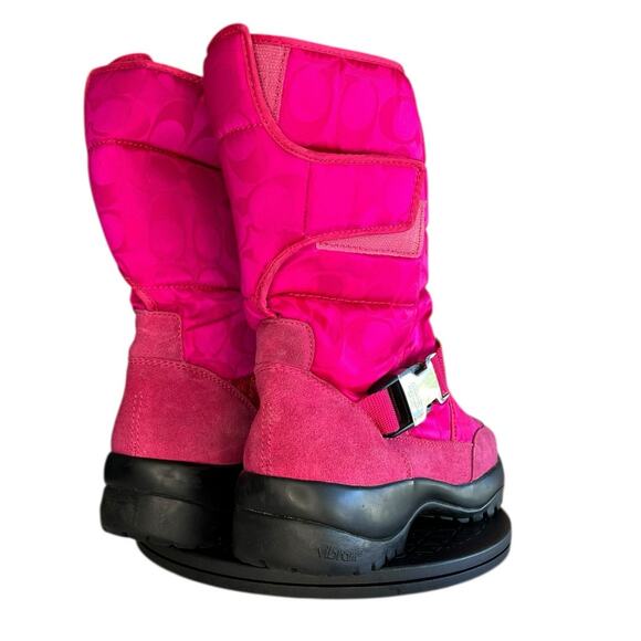 ***SOLD*** Womens Coach Sharron Mid-Calf Boots Size 9.5 Fuschia Pink Buckled - Picture 4 of 6